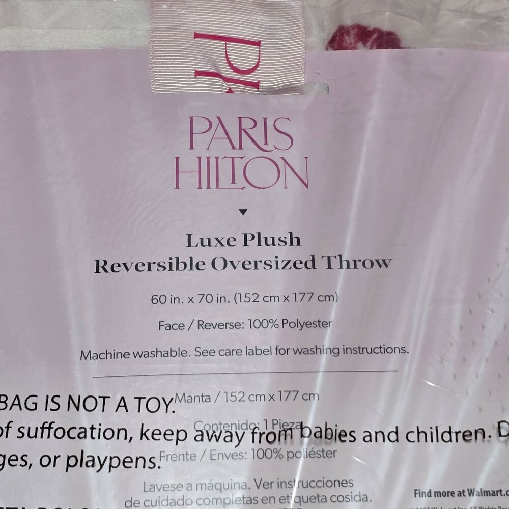 Paris Hilton That's Hot Luxe Plush Oversized Reversible Pink Throw, for Adults - Picture 4 of 4